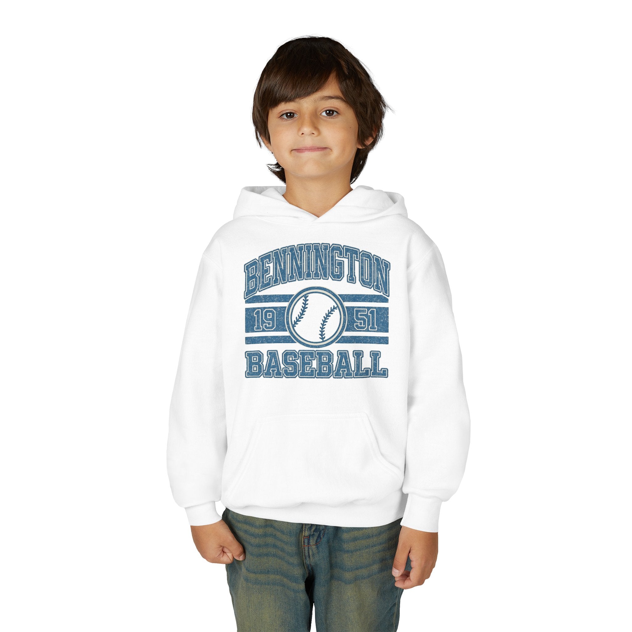 Vintage Baseball Youth Hoodie, Bennington Baseball Sweatshirt for Kids, Perfect for Sports Events and Gifts, Youth Sportswear