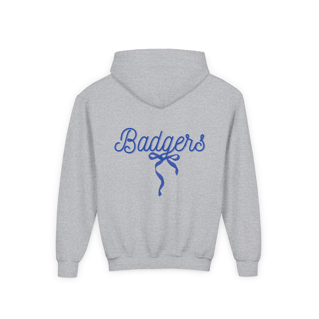 Youth ribbon bow badgers Heavy Blend Hooded Sweatshirt