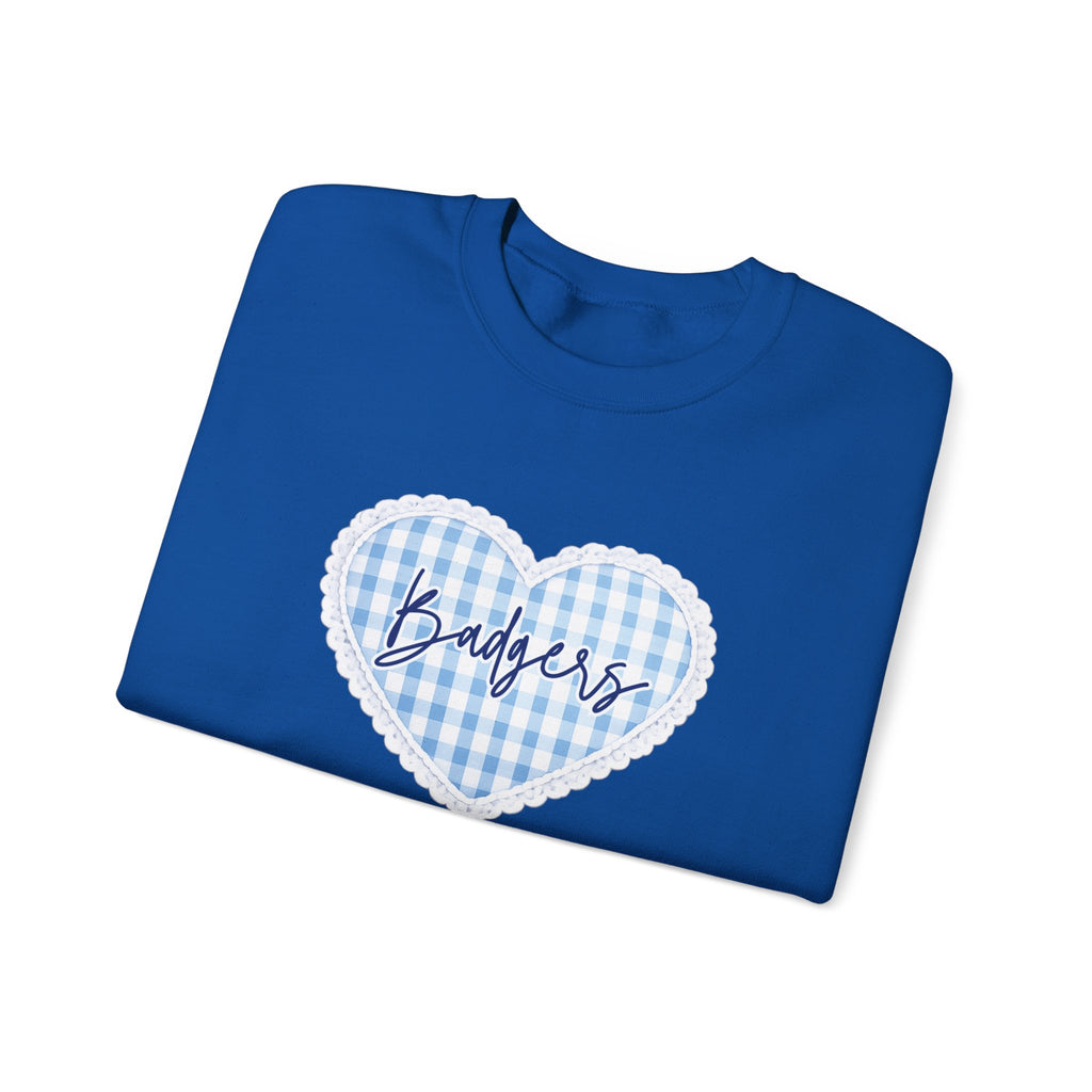 Gingham heart badgers Unisex Heavy Blend™ Crewneck Sweatshirt