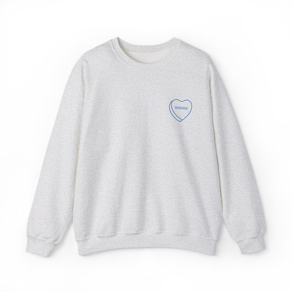 Embroidered Conversation heart go badgers Unisex Heavy Blend™ Crewneck Sweatshirt