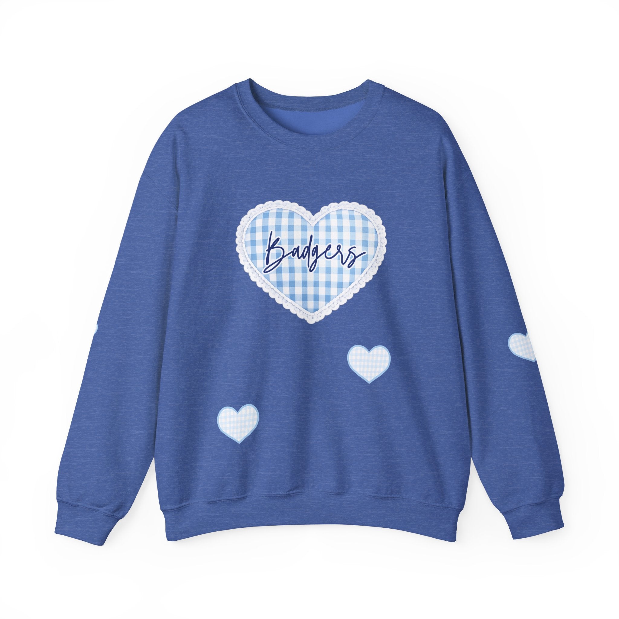 Gingham heart badgers Unisex Heavy Blend™ Crewneck Sweatshirt