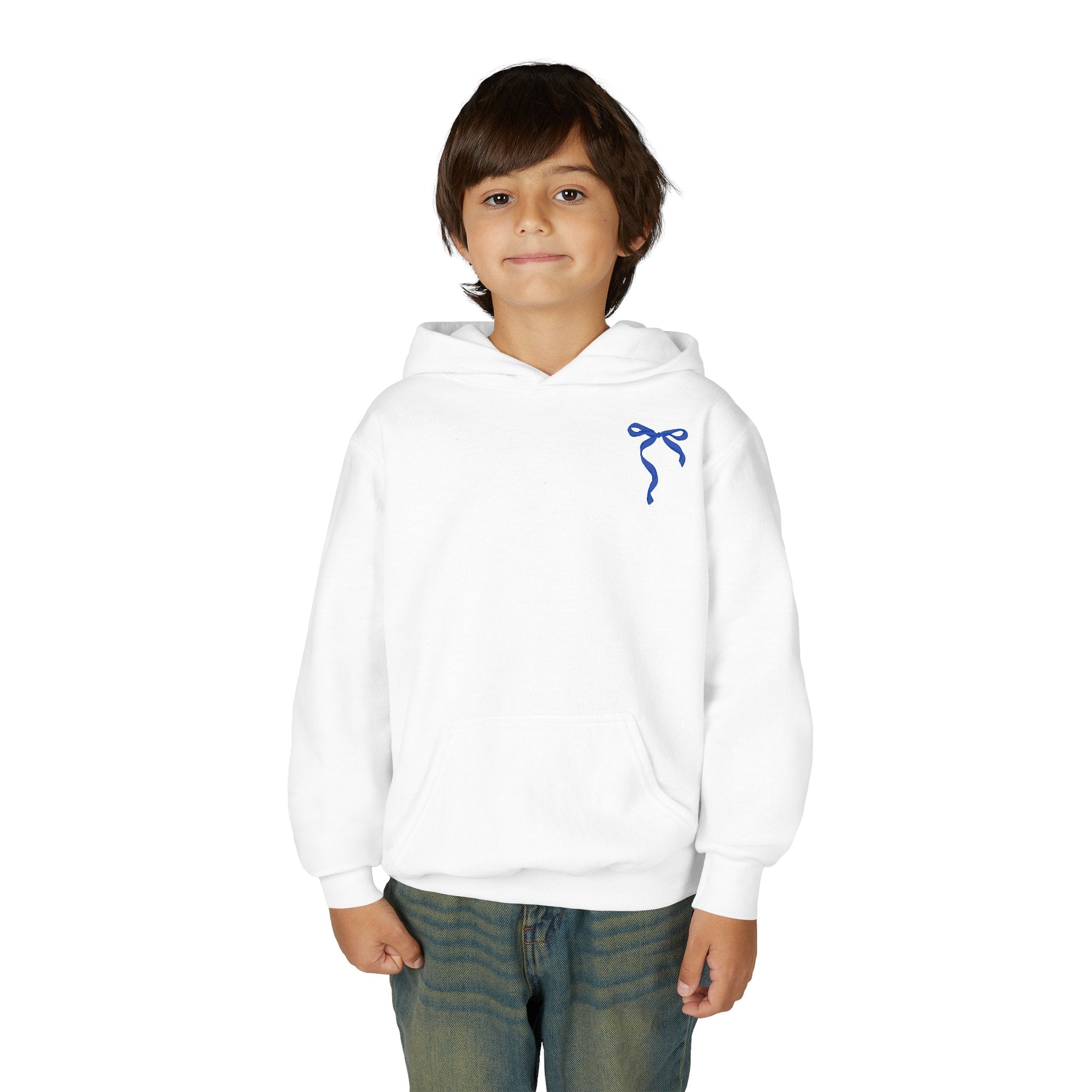Youth ribbon bow badgers Heavy Blend Hooded Sweatshirt