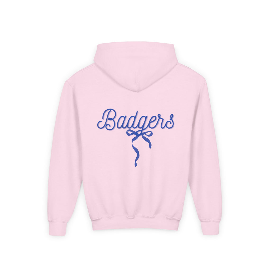 Youth ribbon bow badgers Heavy Blend Hooded Sweatshirt