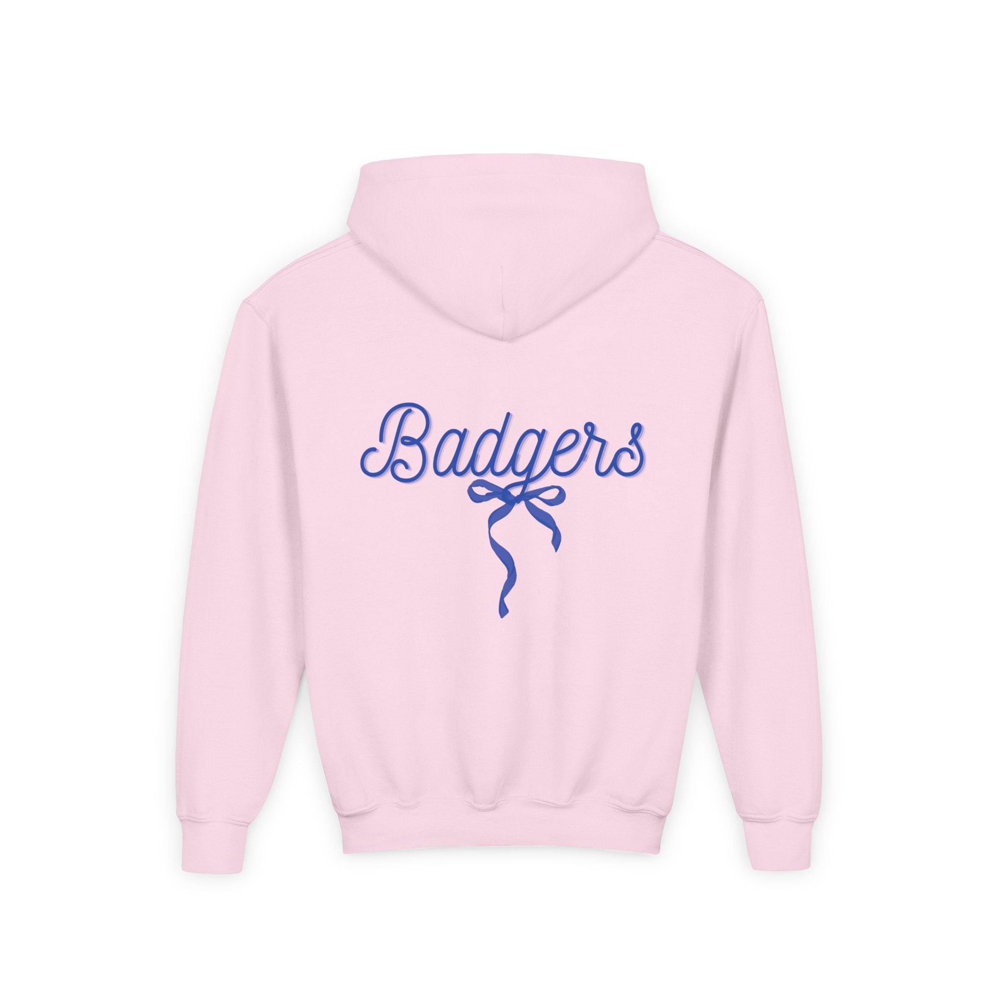 Youth ribbon bow badgers Heavy Blend Hooded Sweatshirt
