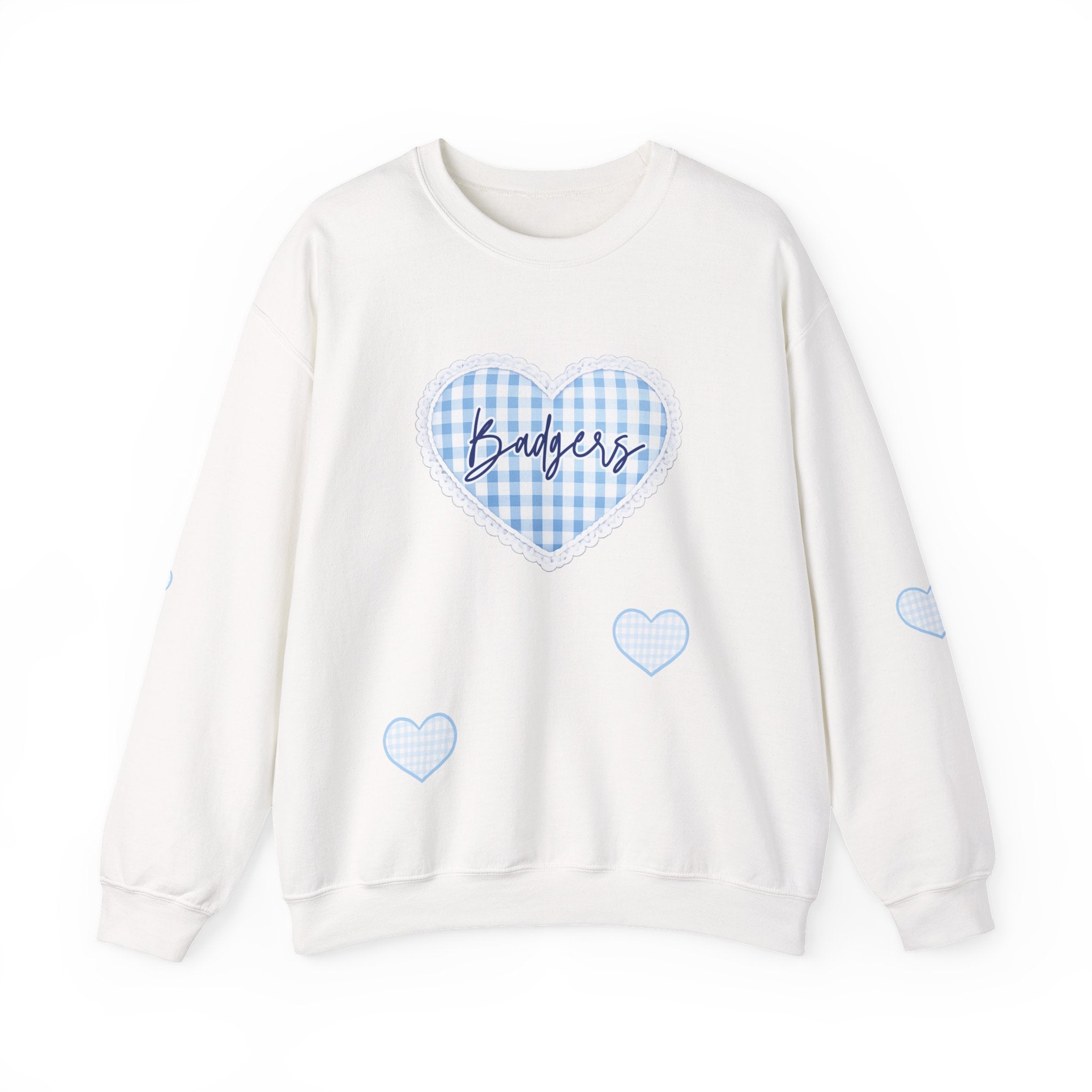 Gingham heart badgers Unisex Heavy Blend™ Crewneck Sweatshirt