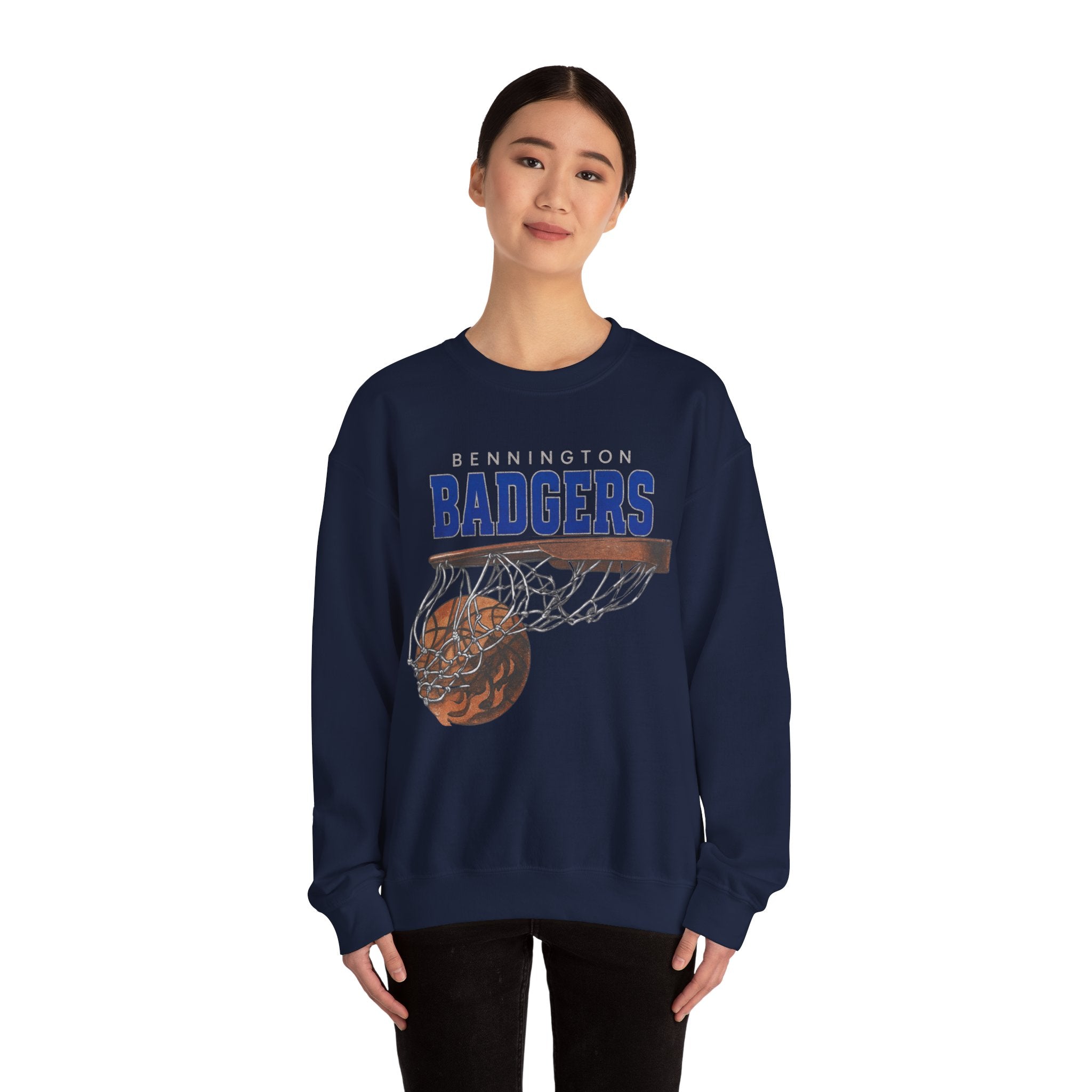 Bennington Badgers Basketball graphic sweatshirt | Hoop Net Dunk Crewneck