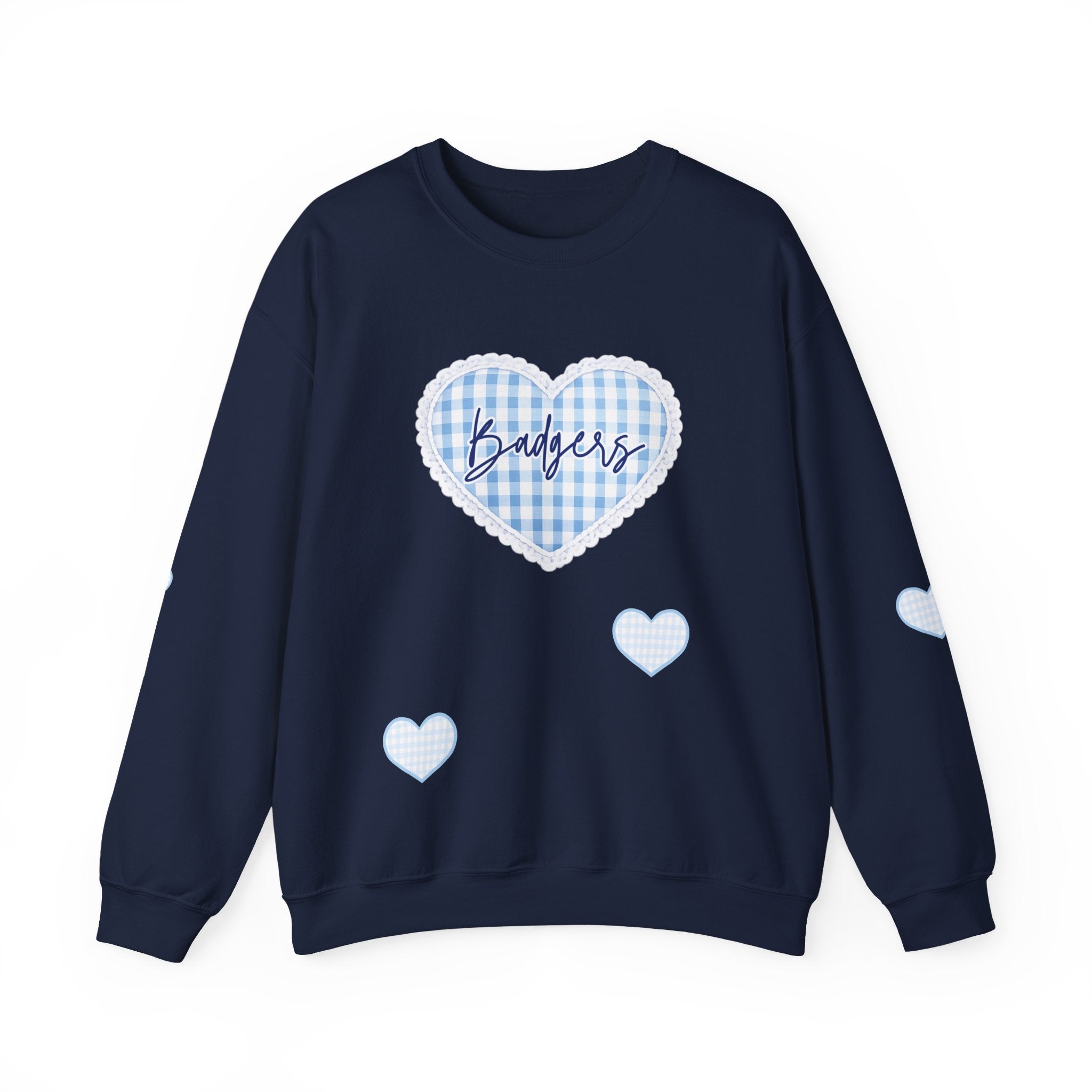 Gingham heart badgers Unisex Heavy Blend™ Crewneck Sweatshirt