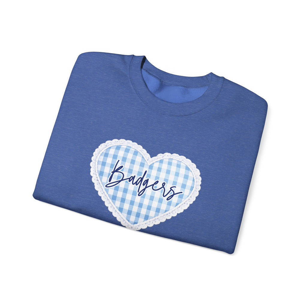 Gingham heart badgers Unisex Heavy Blend™ Crewneck Sweatshirt