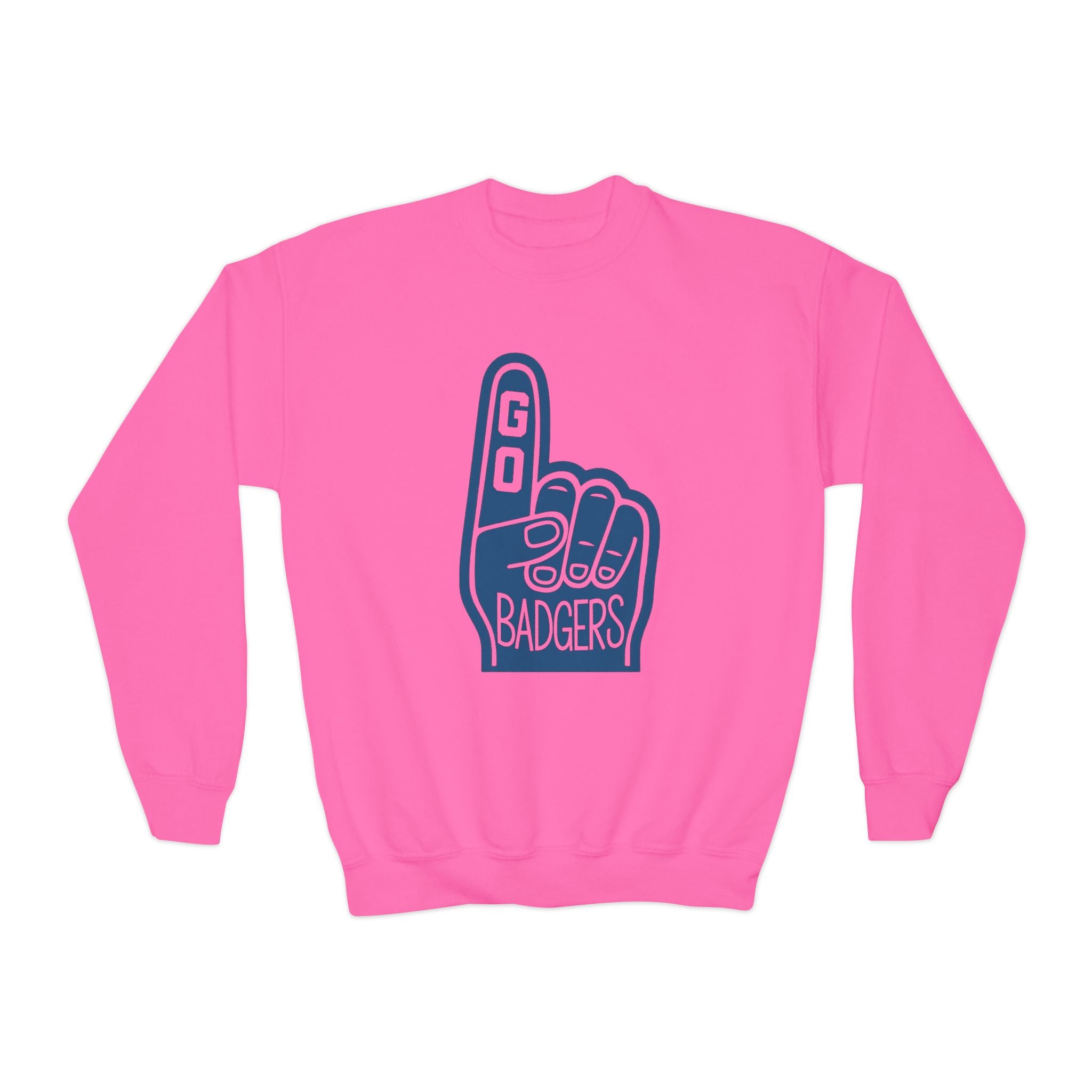 Youth Crewneck Sweatshirt with 'Go Badgers' Design - Fun, Comfortable, Perfect for Game Day, School Spirit, Youth Apparel, Sports Fans