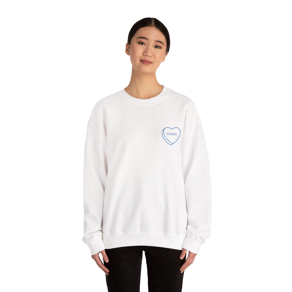 Embroidered Conversation heart go badgers Unisex Heavy Blend™ Crewneck Sweatshirt