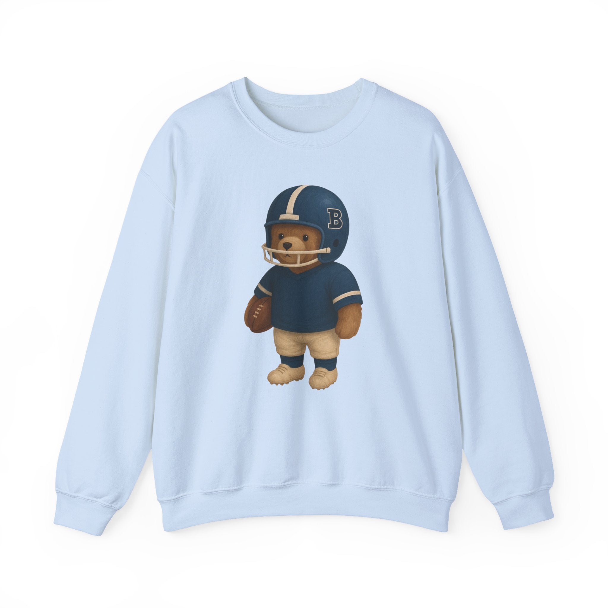 Cute Bear Football Sweatshirt, Cozy Football Apparel, Unisex Crewneck, Gift for Sports Fans, Football Season Style, Comfortable Casual Wear