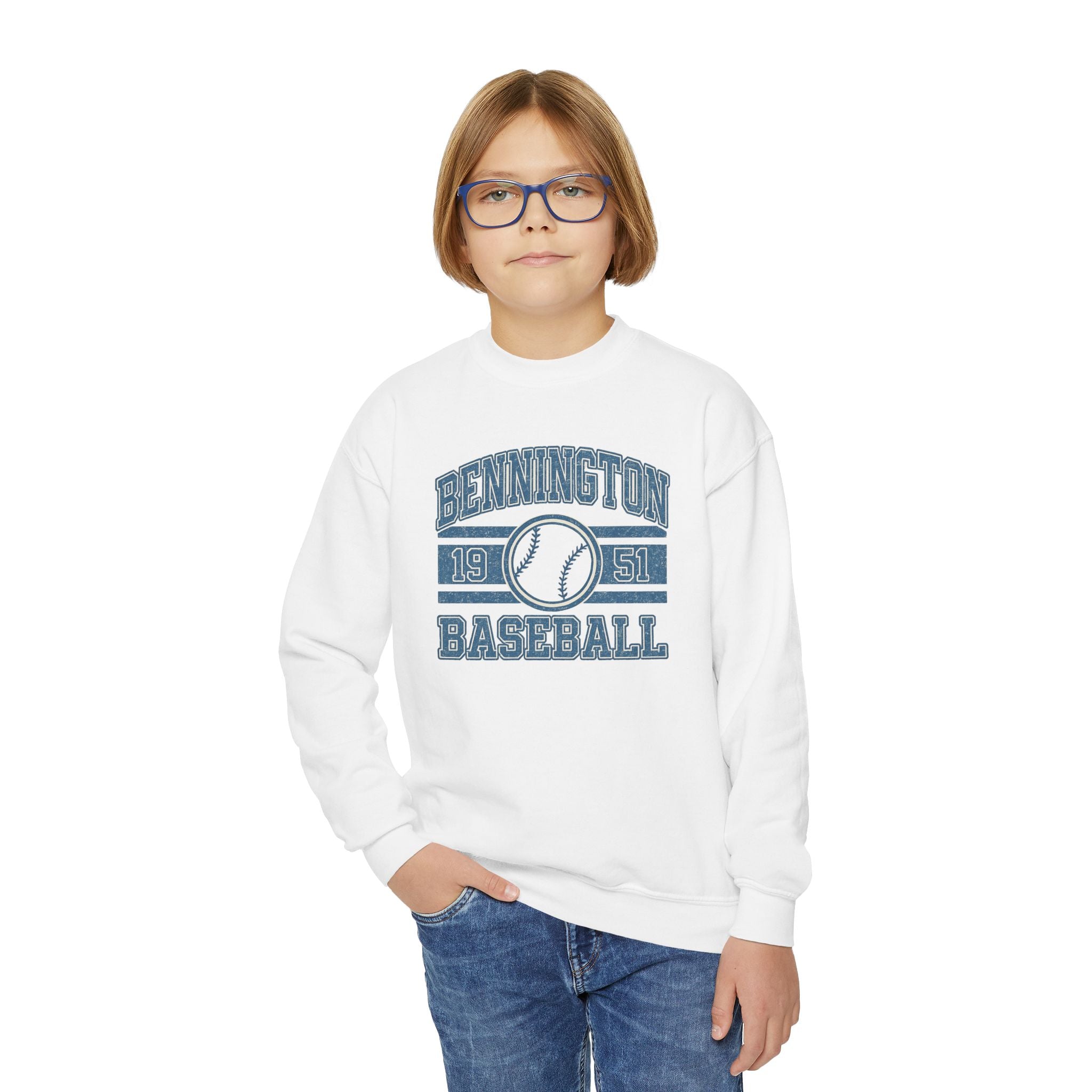 Youth Baseball Crewneck Sweatshirt, Vintage Sports Top, Perfect for Team Spirit, Back to School, Gifts for Young Athletes, Unisex Sweatshirt