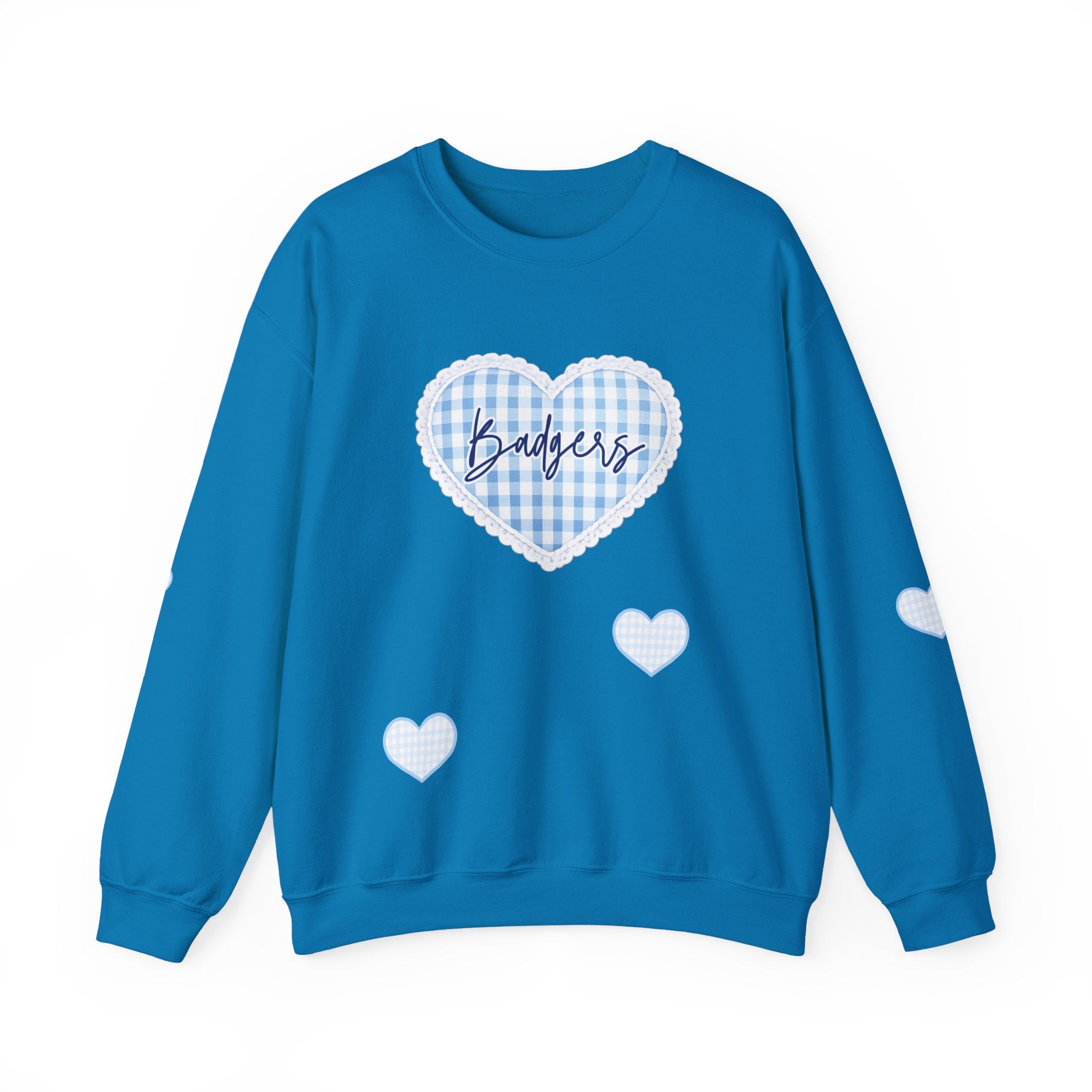 Gingham heart badgers Unisex Heavy Blend™ Crewneck Sweatshirt