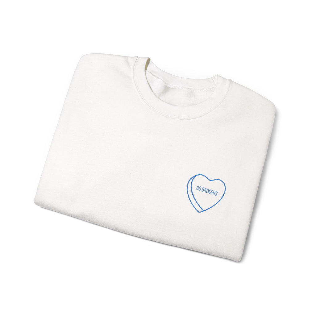 Embroidered Conversation heart go badgers Unisex Heavy Blend™ Crewneck Sweatshirt