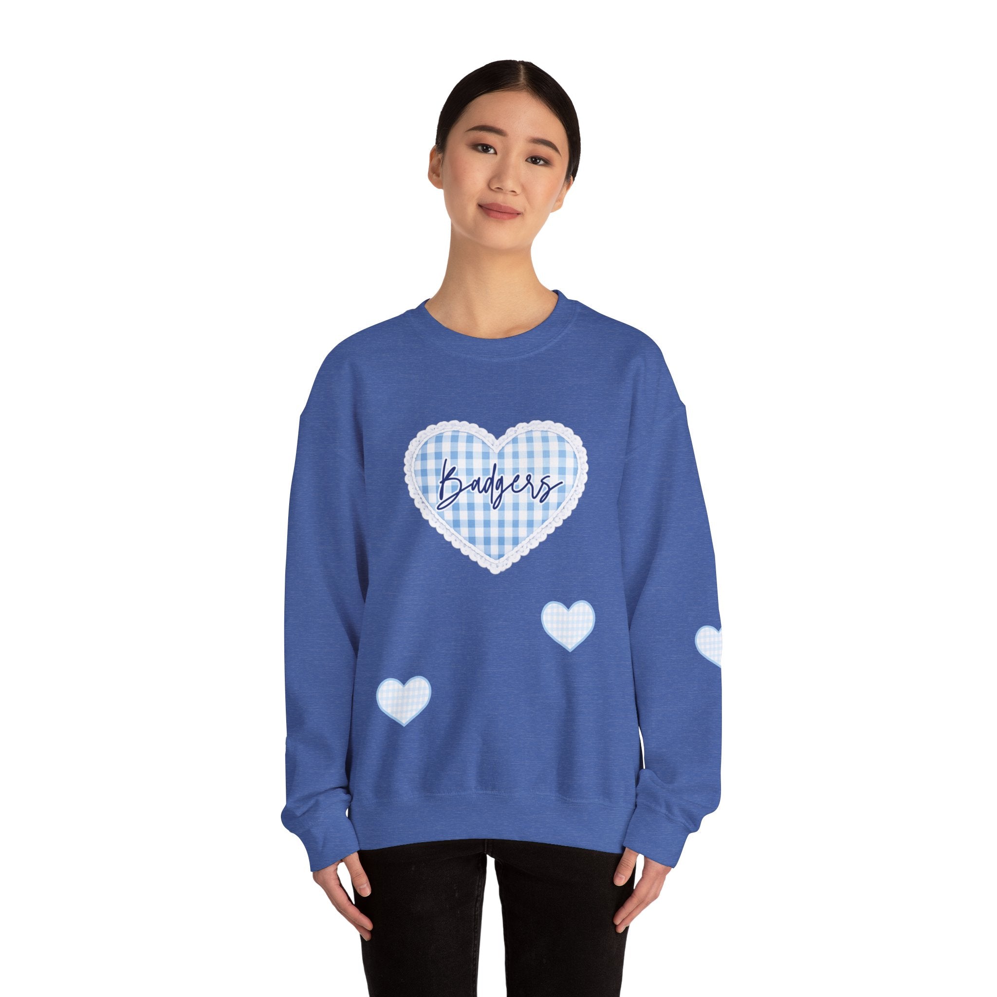 Gingham heart badgers Unisex Heavy Blend™ Crewneck Sweatshirt