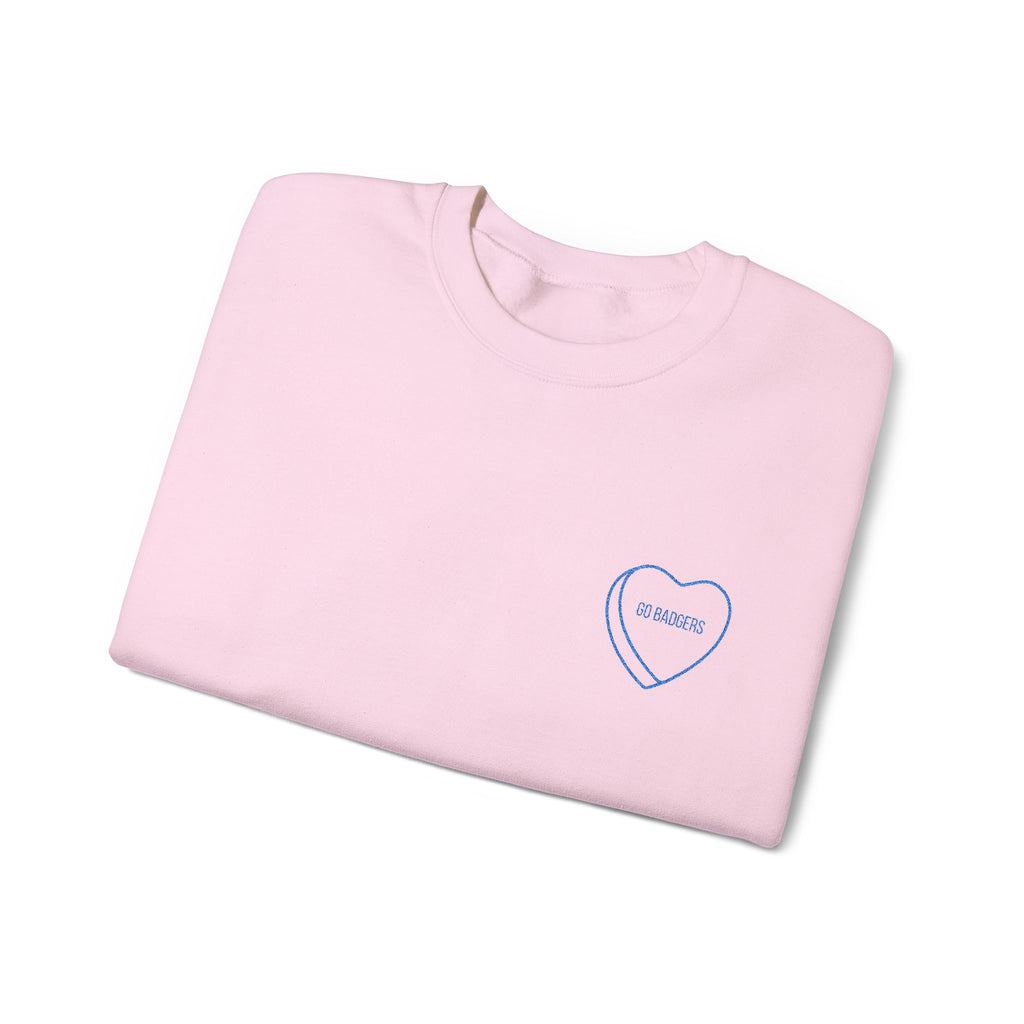 Embroidered Conversation heart go badgers Unisex Heavy Blend™ Crewneck Sweatshirt