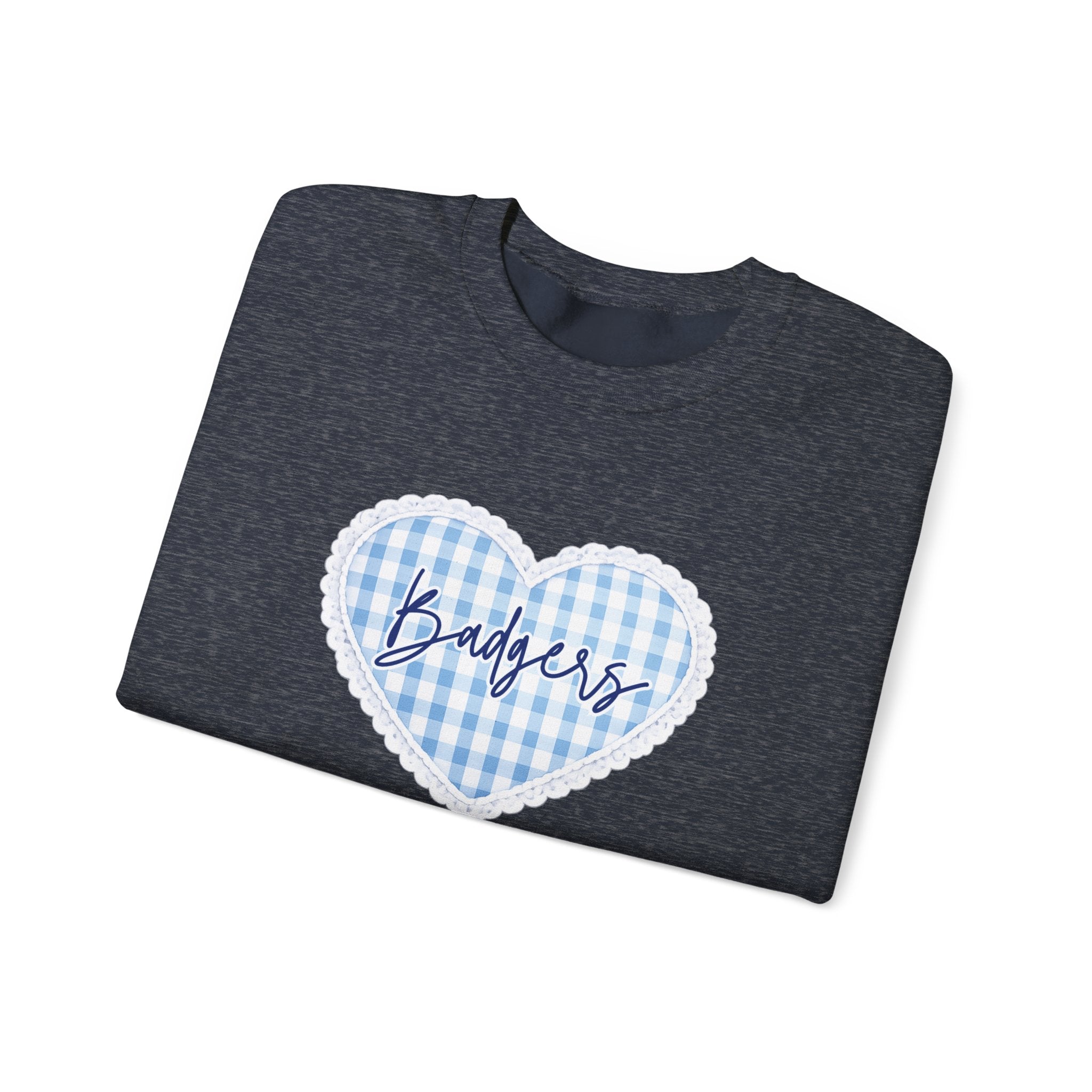 Gingham heart badgers Unisex Heavy Blend™ Crewneck Sweatshirt