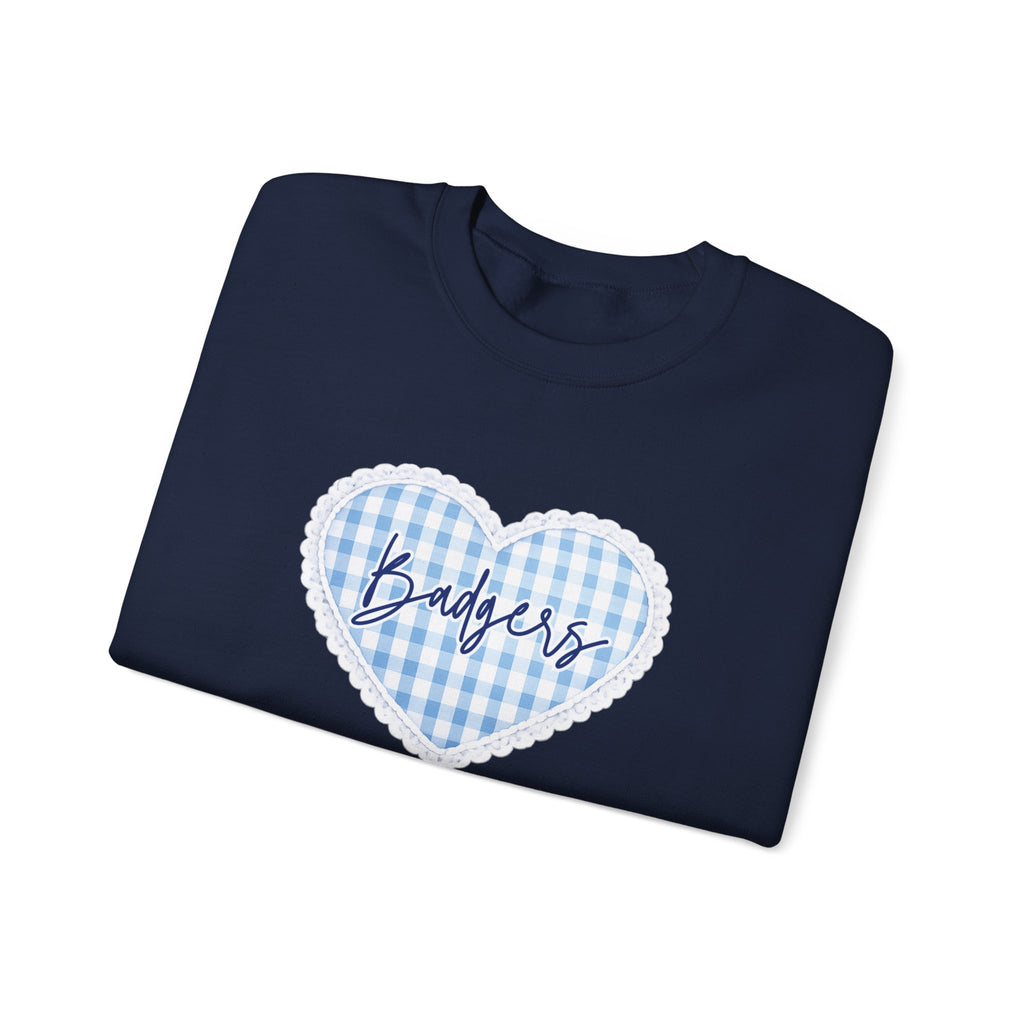 Gingham heart badgers Unisex Heavy Blend™ Crewneck Sweatshirt