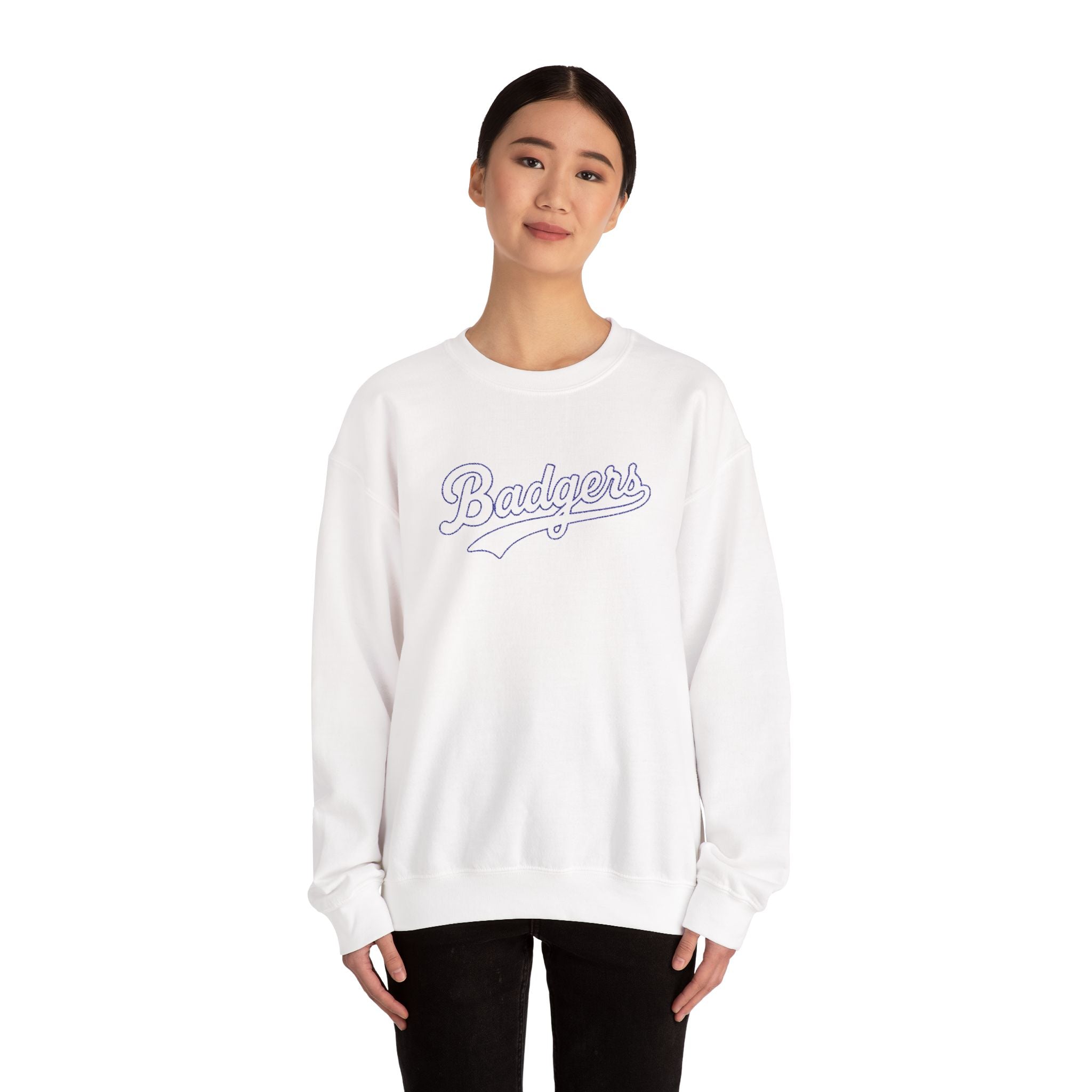 Embroidered outlined badgers Unisex Heavy Blend™ Crewneck Sweatshirt