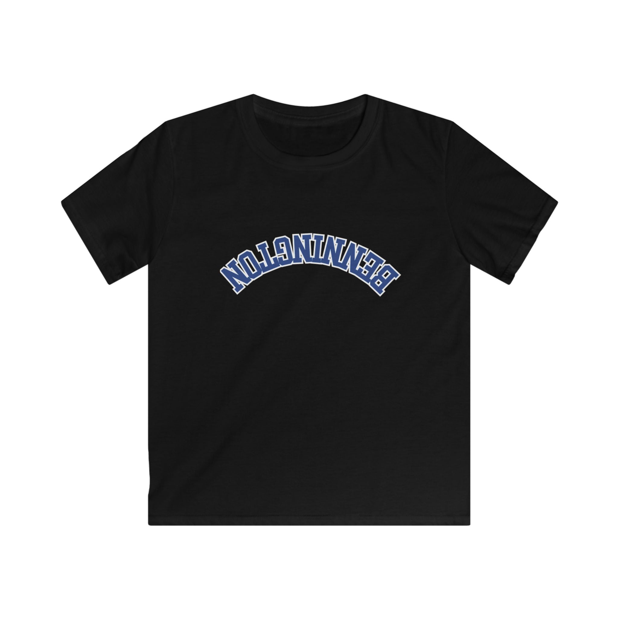 Kids Tee, Treading Bennington, Backwards Text, Softstyle Shirt for Children, Youth Clothing, Graphic Top, Unique Kids Apparel