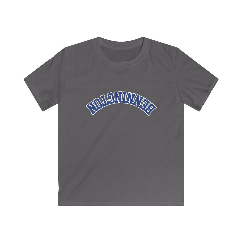 Kids Tee, Treading Bennington, Backwards Text, Softstyle Shirt for Children, Youth Clothing, Graphic Top, Unique Kids Apparel