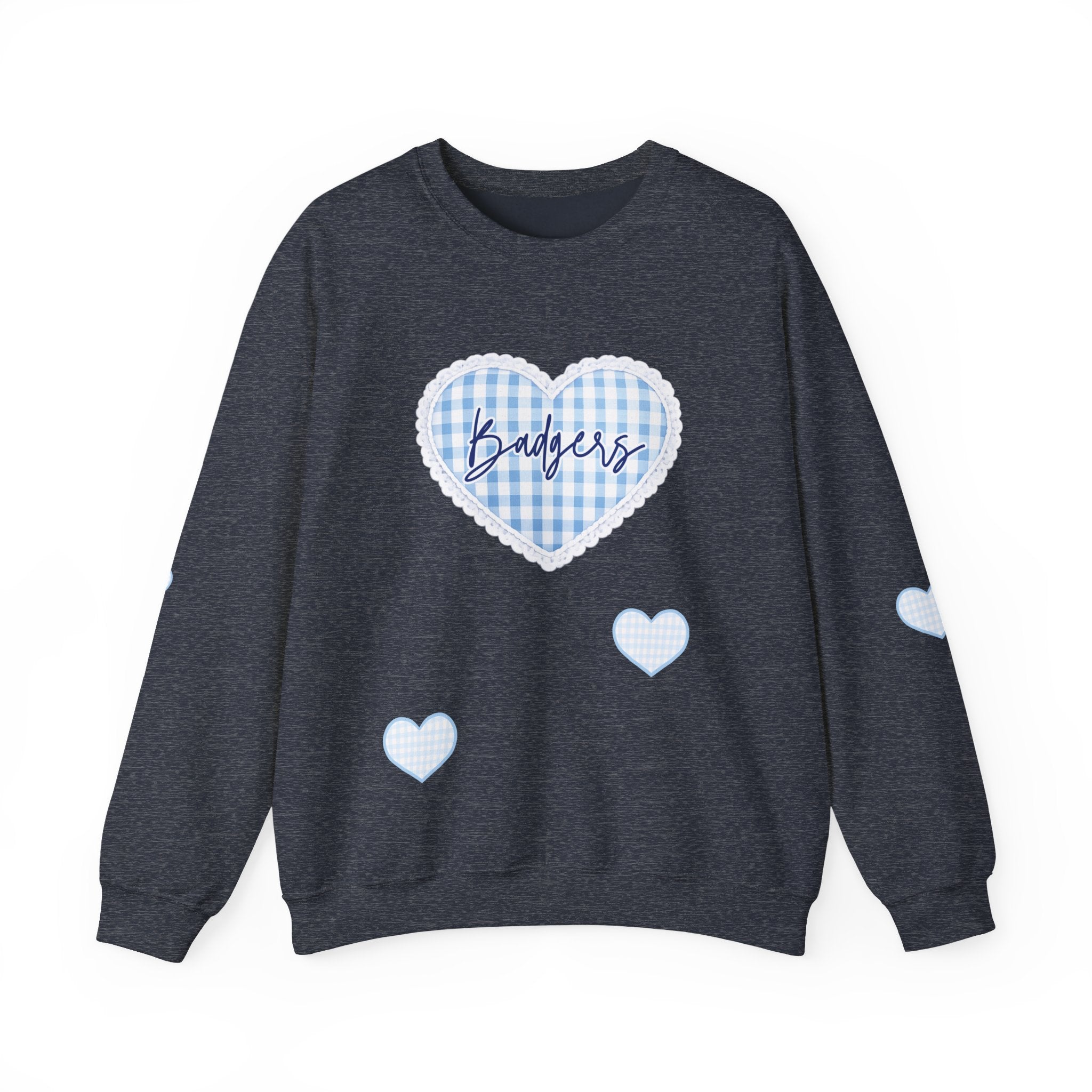 Gingham heart badgers Unisex Heavy Blend™ Crewneck Sweatshirt