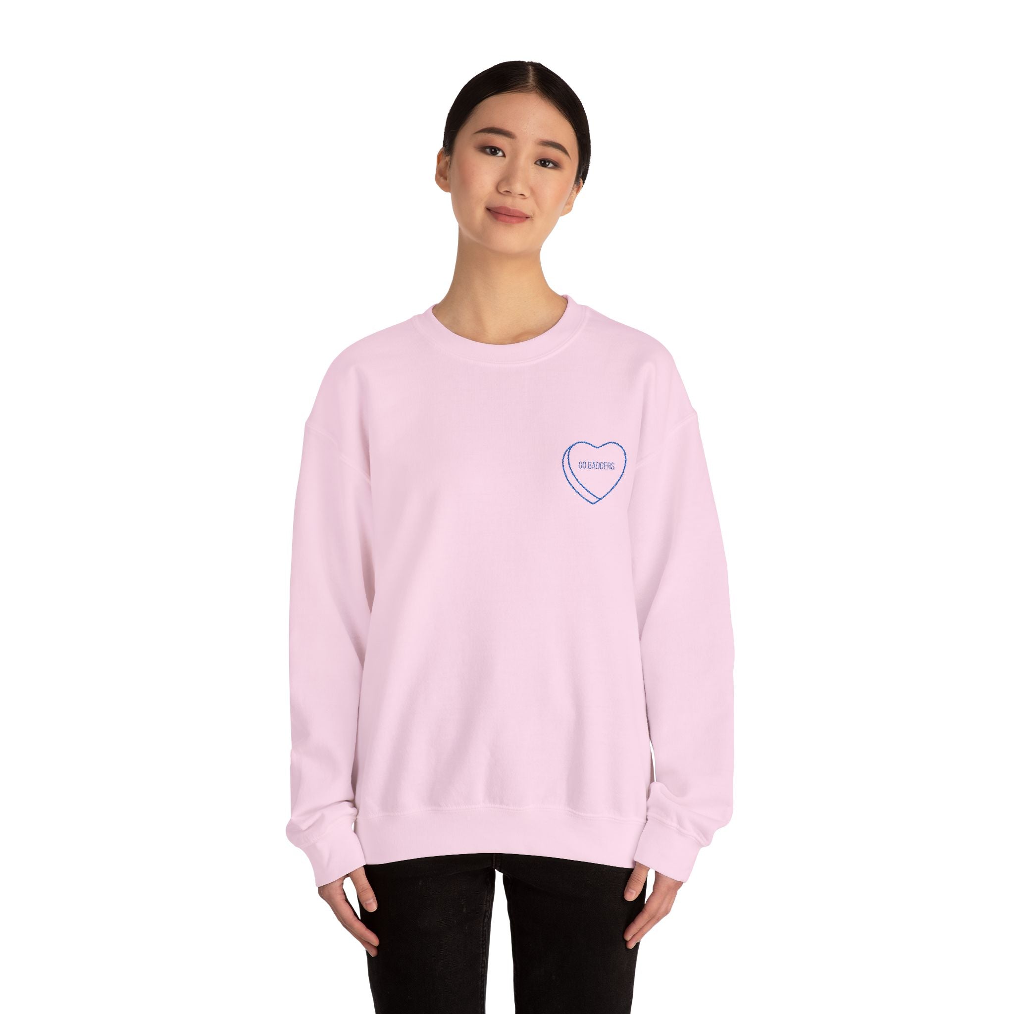 Embroidered Conversation heart go badgers Unisex Heavy Blend™ Crewneck Sweatshirt
