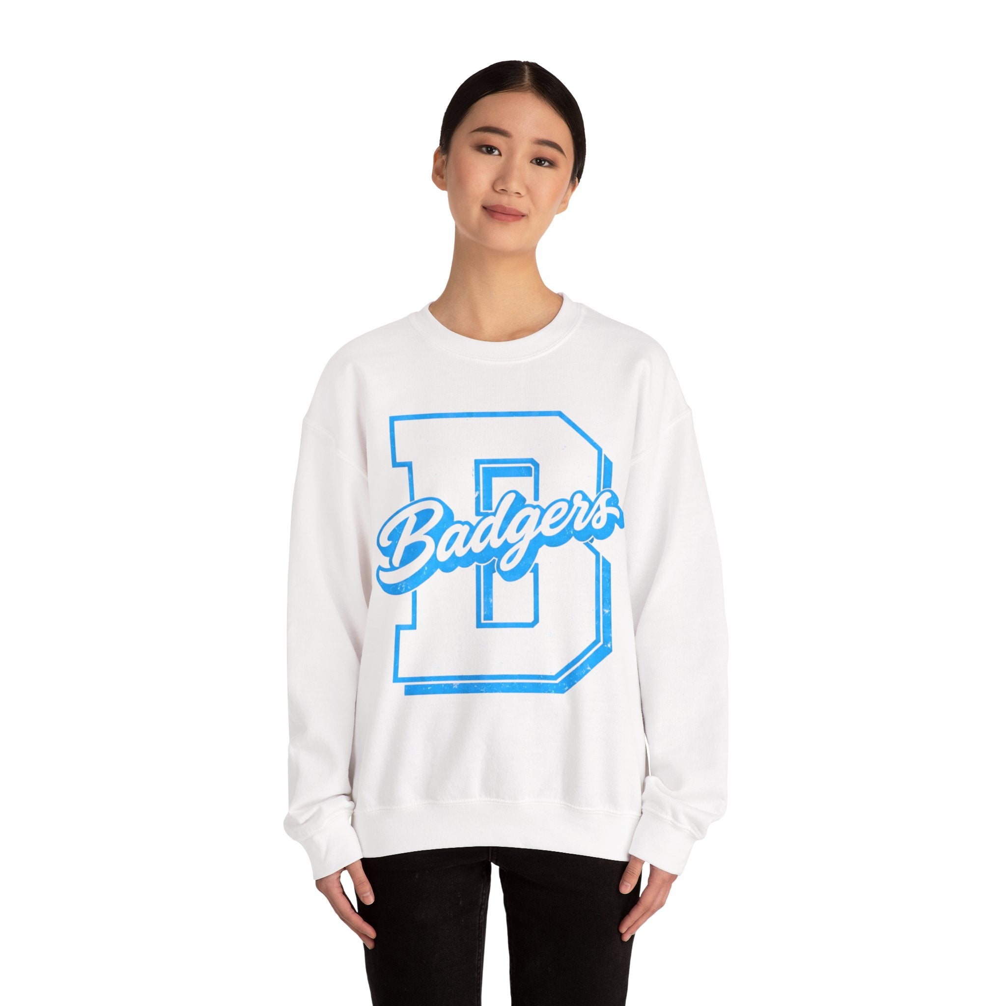 Light blue B and badgers Unisex Heavy Blend™ Crewneck Sweatshirt