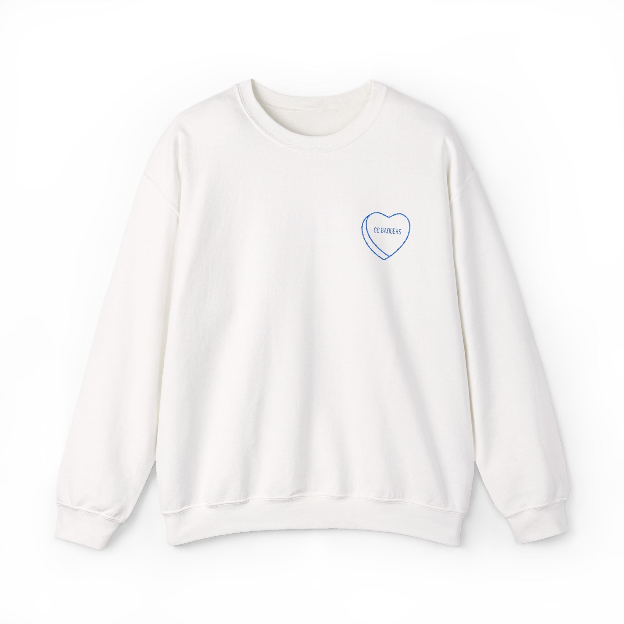 Embroidered Conversation heart go badgers Unisex Heavy Blend™ Crewneck Sweatshirt
