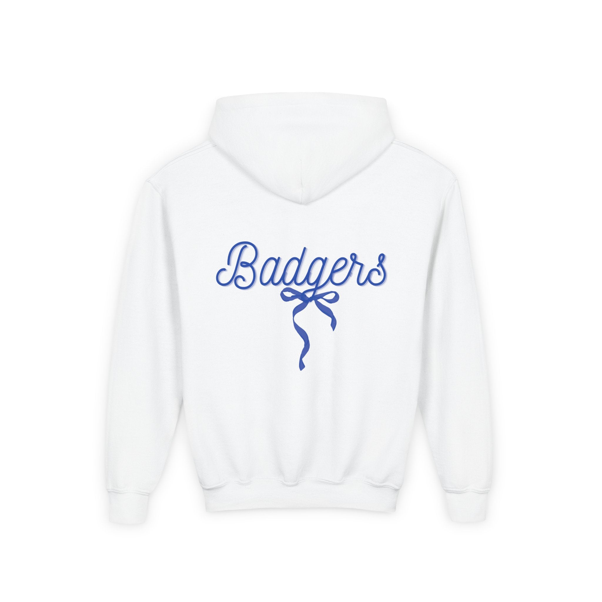 Youth ribbon bow badgers Heavy Blend Hooded Sweatshirt