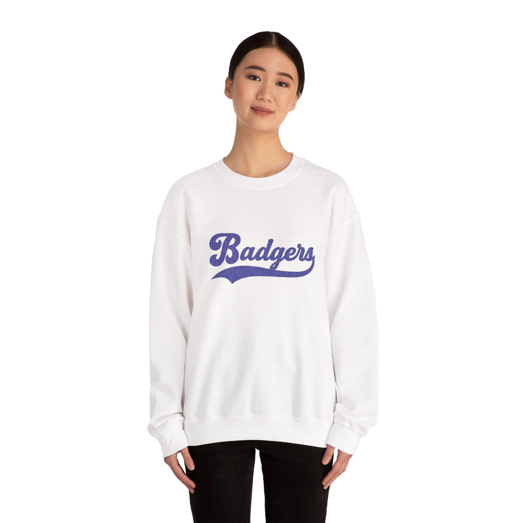 Embroidered badgers Unisex Crewneck Sweatshirt, Stylish Casual Wear, College Apparel, Gift for Sports Fans, Great for Fall Events