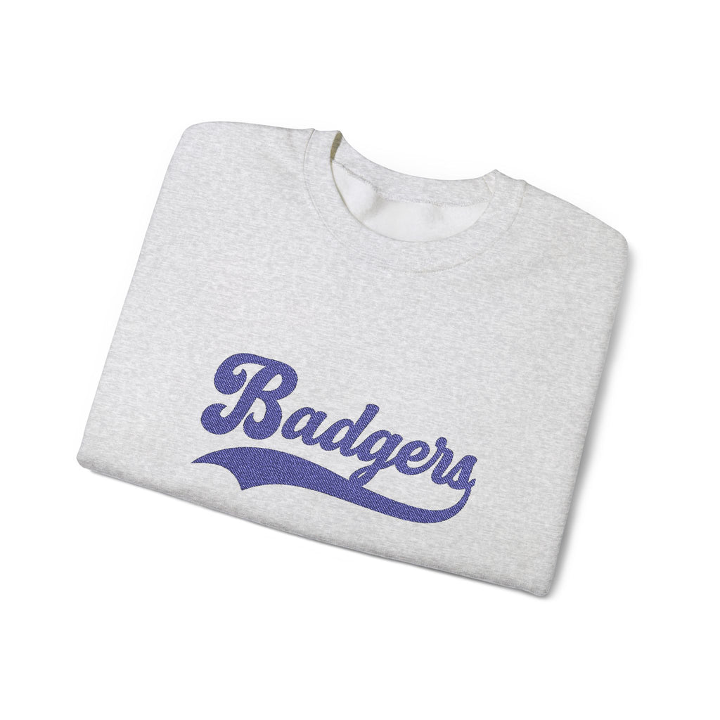 Embroidered badgers Unisex Crewneck Sweatshirt, Stylish Casual Wear, College Apparel, Gift for Sports Fans, Great for Fall Events