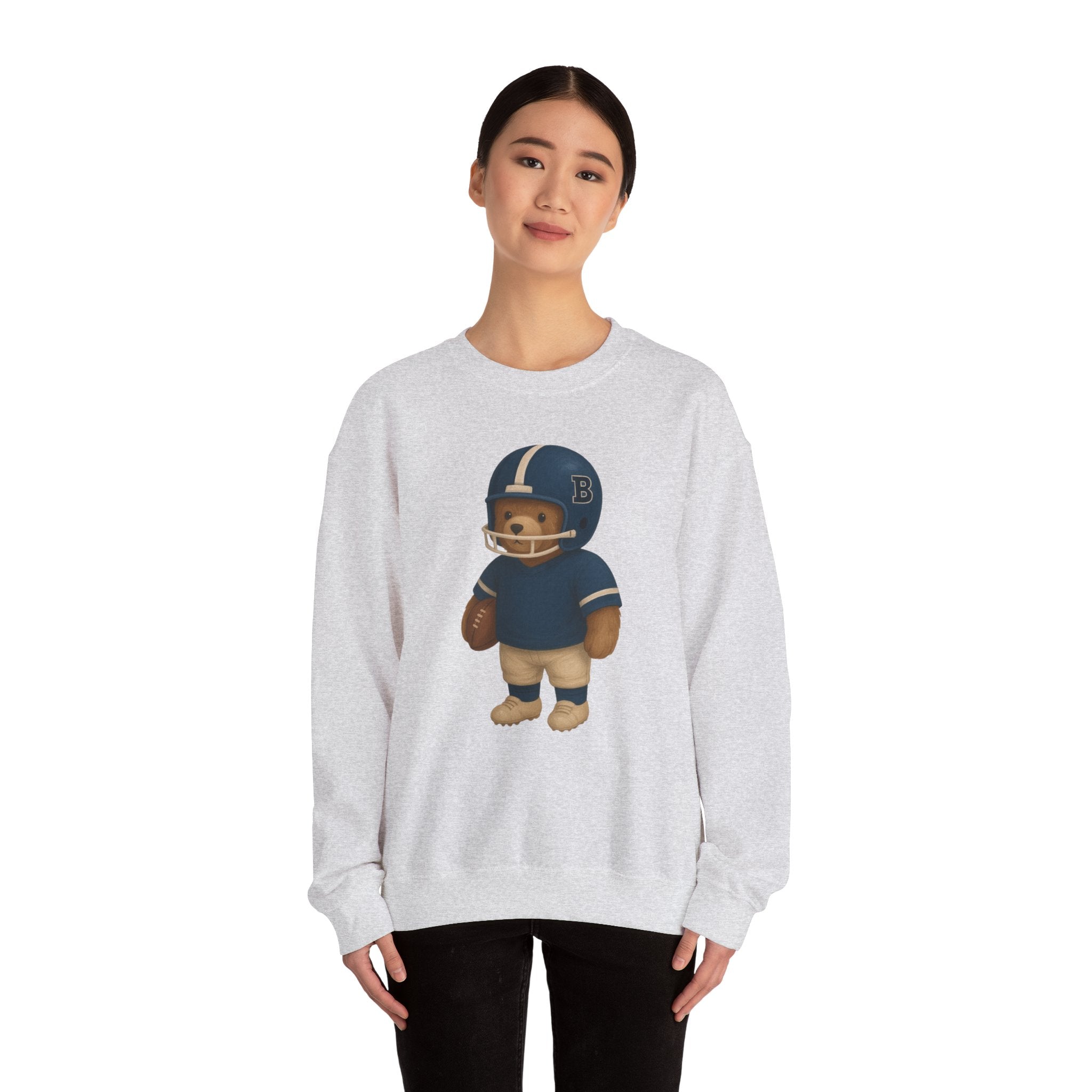 Cute Bear Football Sweatshirt, Cozy Football Apparel, Unisex Crewneck, Gift for Sports Fans, Football Season Style, Comfortable Casual Wear
