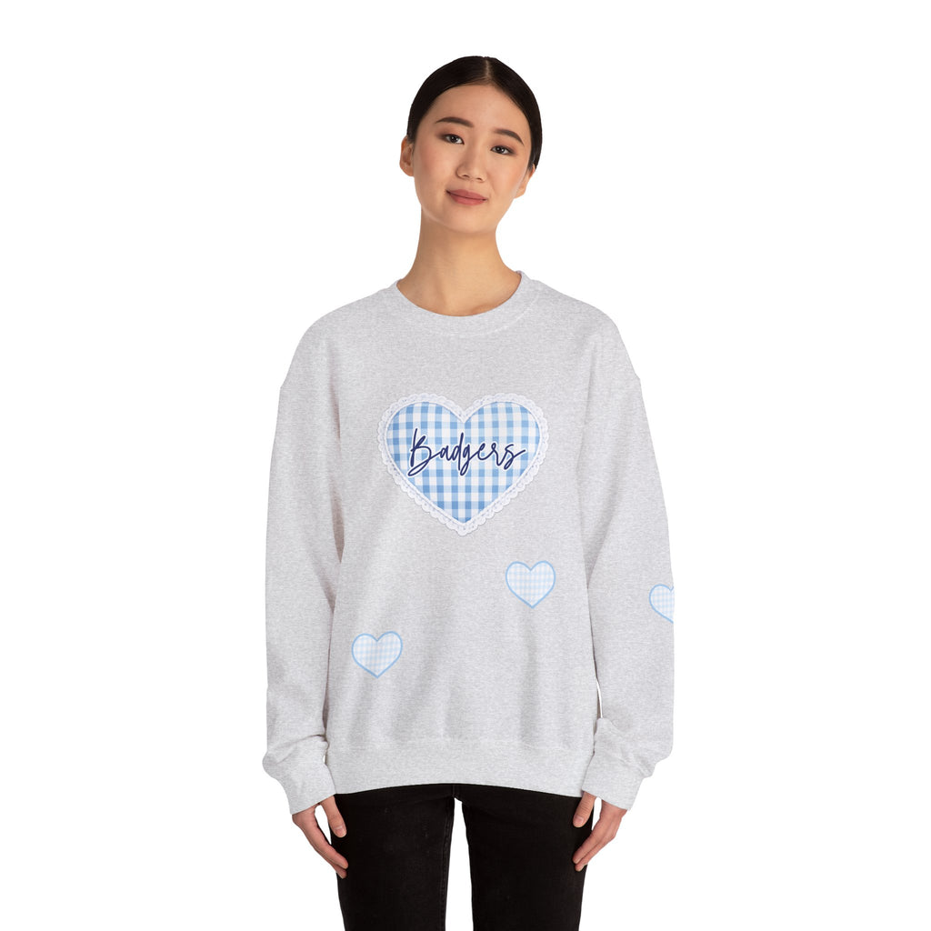 Gingham heart badgers Unisex Heavy Blend™ Crewneck Sweatshirt