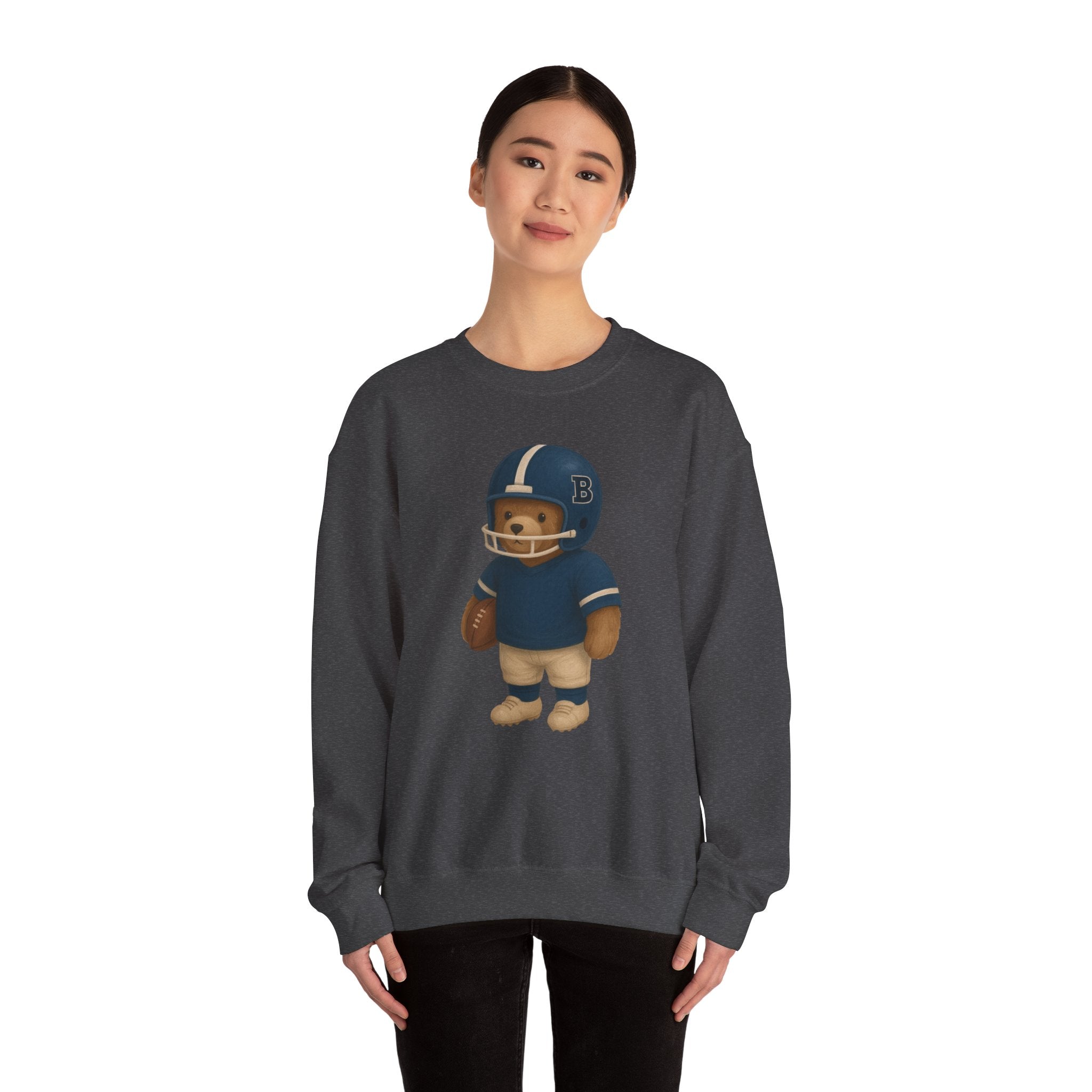 Cute Bear Football Sweatshirt, Cozy Football Apparel, Unisex Crewneck, Gift for Sports Fans, Football Season Style, Comfortable Casual Wear
