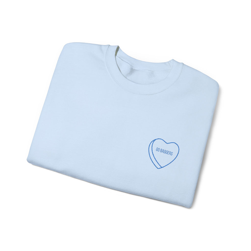 Embroidered Conversation heart go badgers Unisex Heavy Blend™ Crewneck Sweatshirt