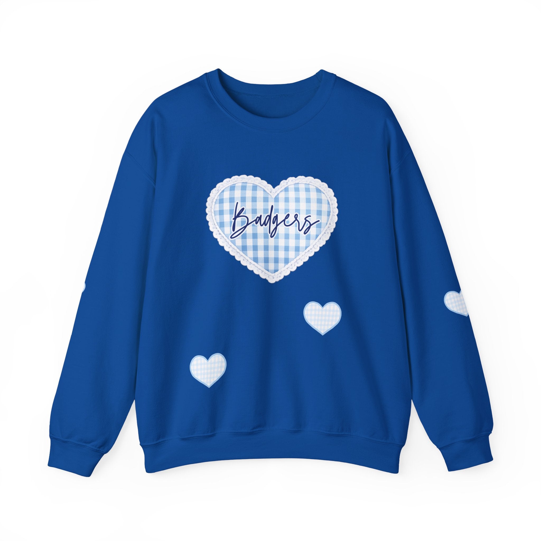 Gingham heart badgers Unisex Heavy Blend™ Crewneck Sweatshirt