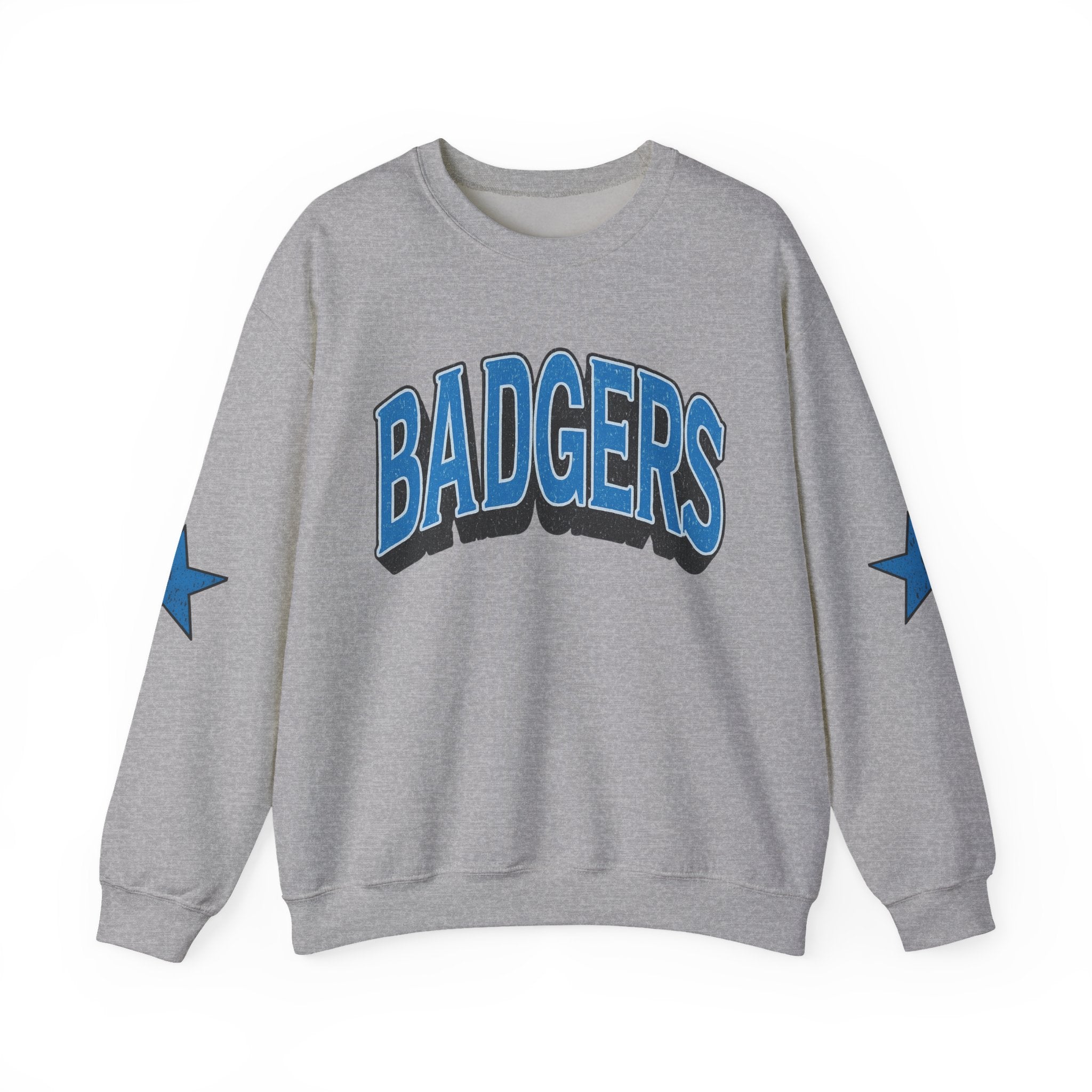 Badgers distress with stars Unisex Heavy Blend™ Crewneck Sweatshirt