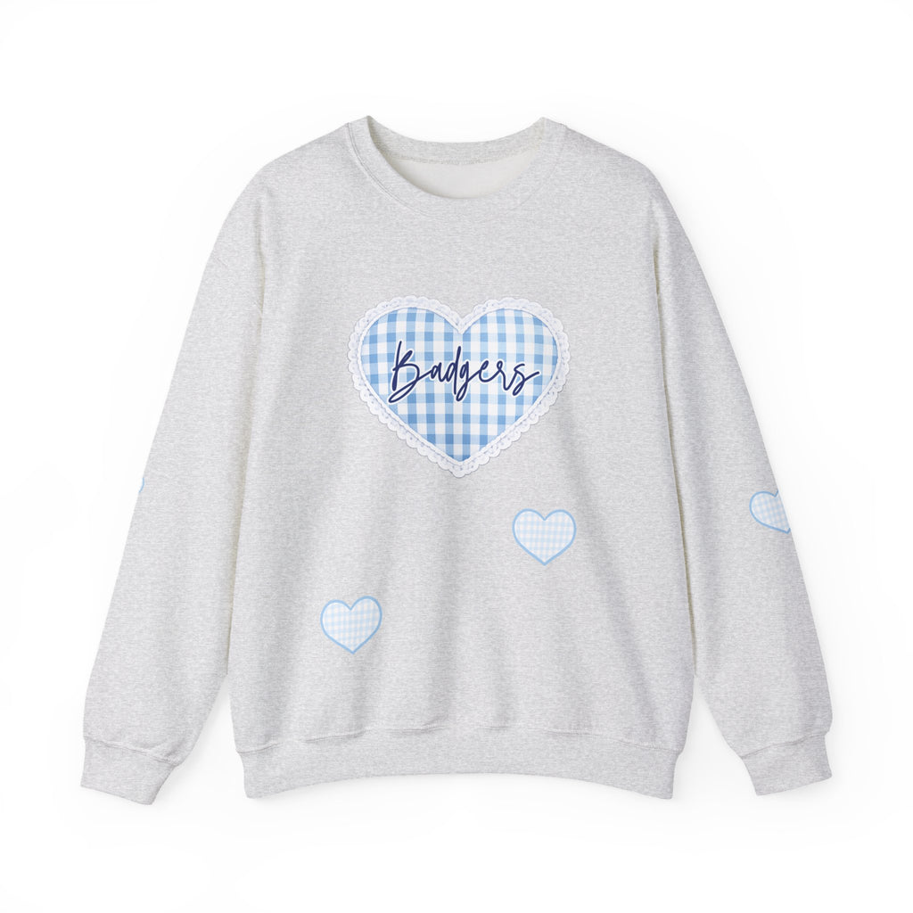Gingham heart badgers Unisex Heavy Blend™ Crewneck Sweatshirt