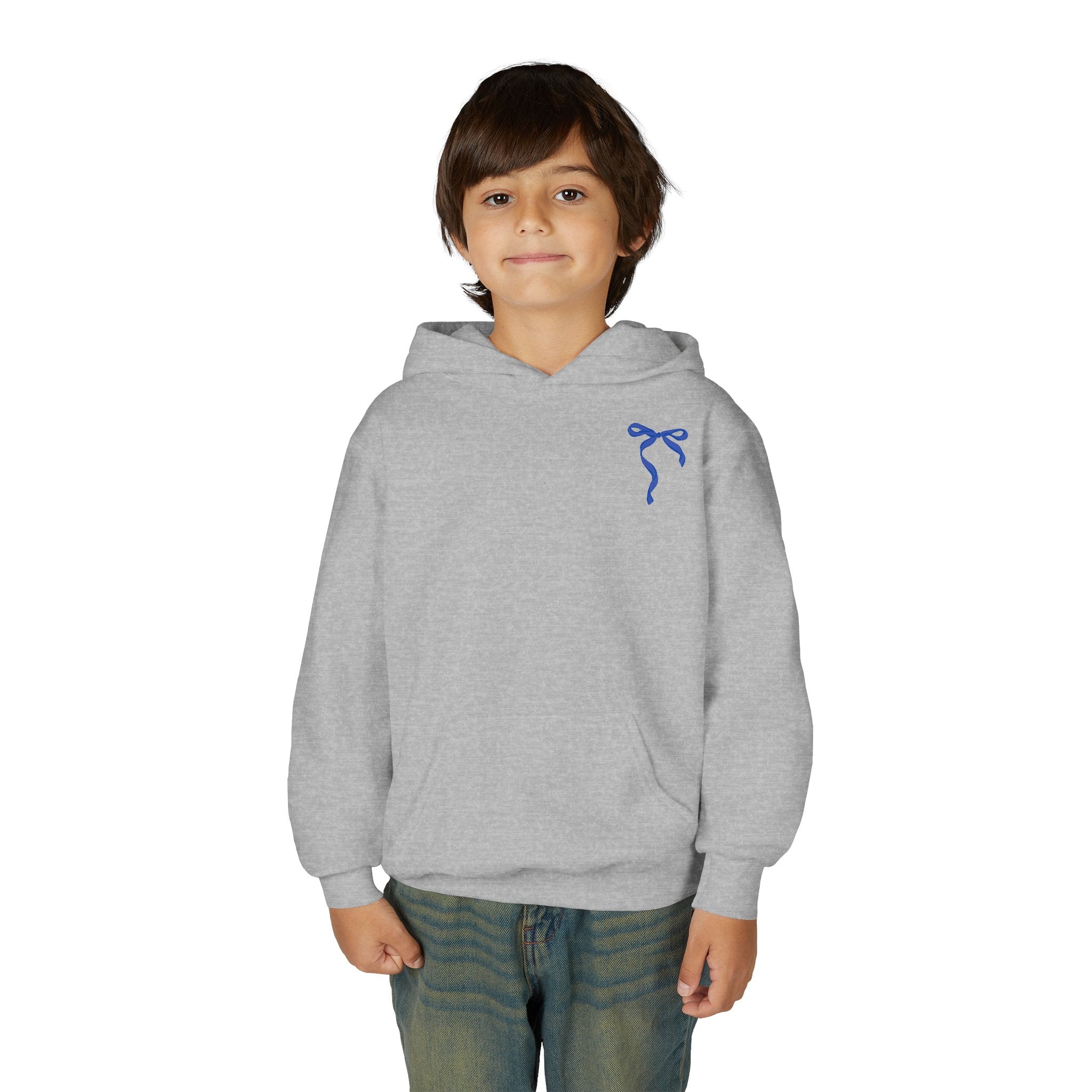 Youth ribbon bow badgers Heavy Blend Hooded Sweatshirt