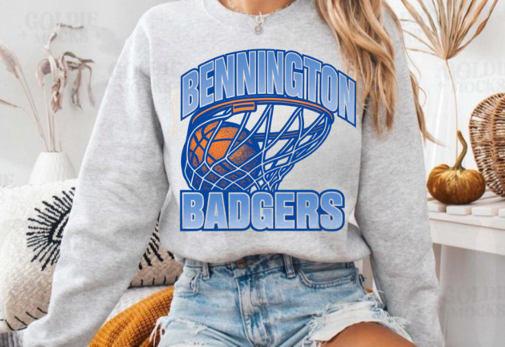 Bennington Badgers Crewneck Sweatshirt, Unisex Sports Apparel, Cozy Gift for Fans, Perfect for Game Days, Basketball Lovers Sweatshirt