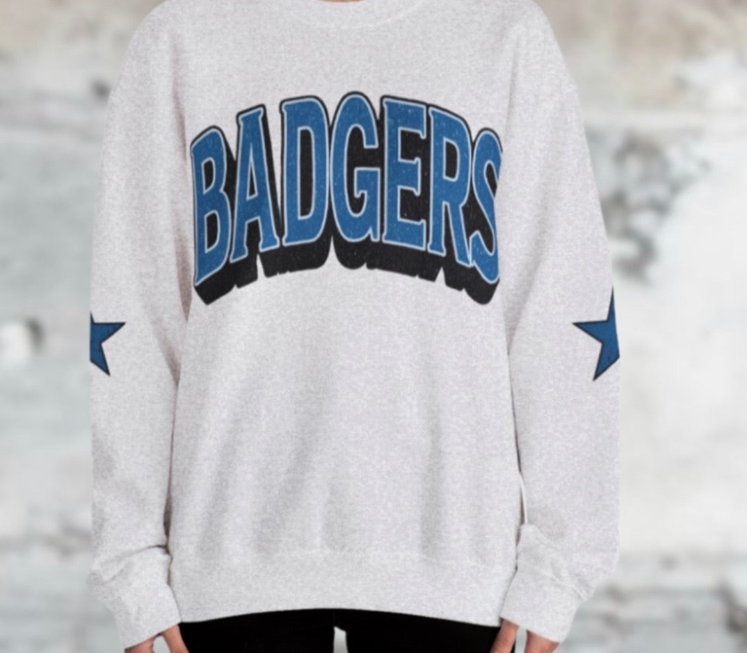 Badgers distress with stars Unisex Heavy Blend™ Crewneck Sweatshirt