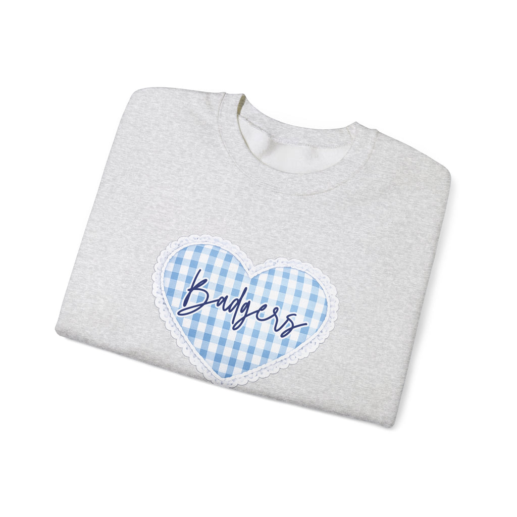 Gingham heart badgers Unisex Heavy Blend™ Crewneck Sweatshirt