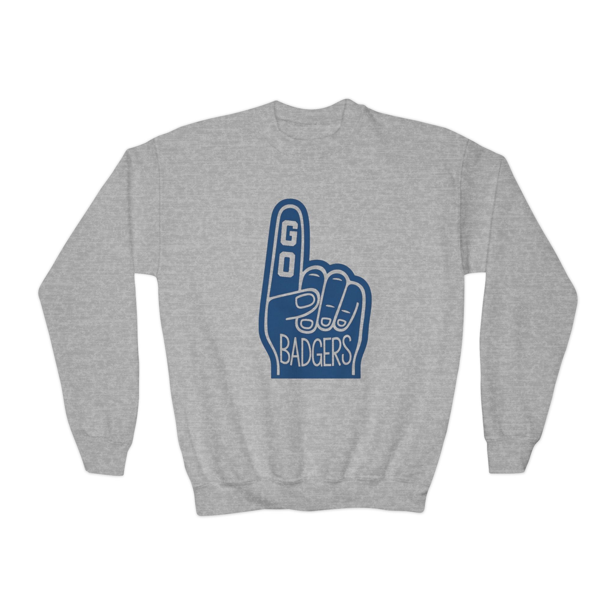 Youth Crewneck Sweatshirt with 'Go Badgers' Design - Fun, Comfortable, Perfect for Game Day, School Spirit, Youth Apparel, Sports Fans