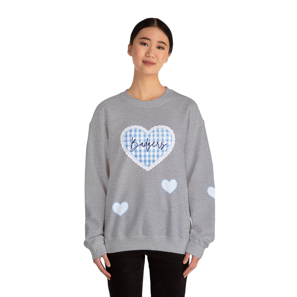 Gingham heart badgers Unisex Heavy Blend™ Crewneck Sweatshirt