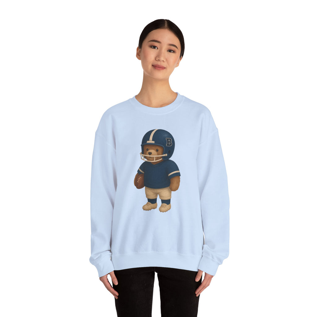 Cute Bear Football Sweatshirt, Cozy Football Apparel, Unisex Crewneck, Gift for Sports Fans, Football Season Style, Comfortable Casual Wear