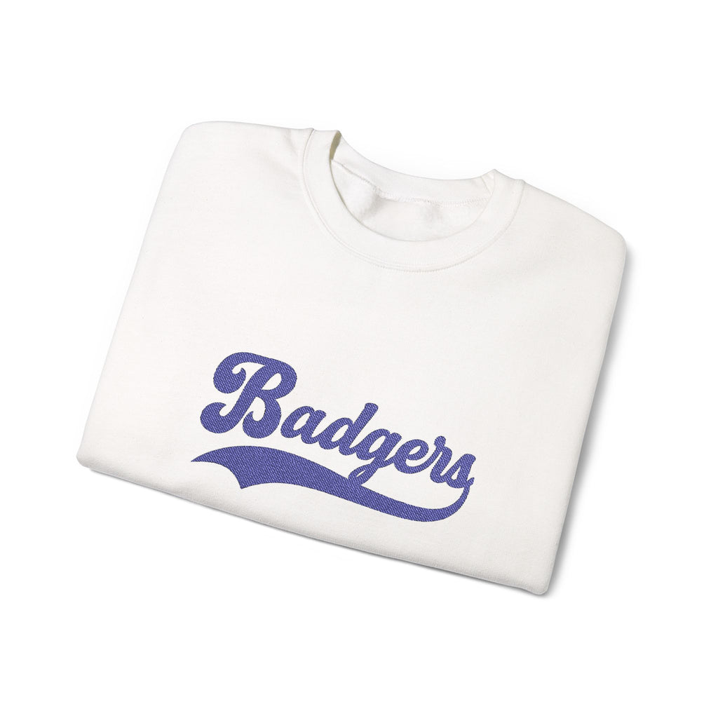 Embroidered badgers Unisex Crewneck Sweatshirt, Stylish Casual Wear, College Apparel, Gift for Sports Fans, Great for Fall Events