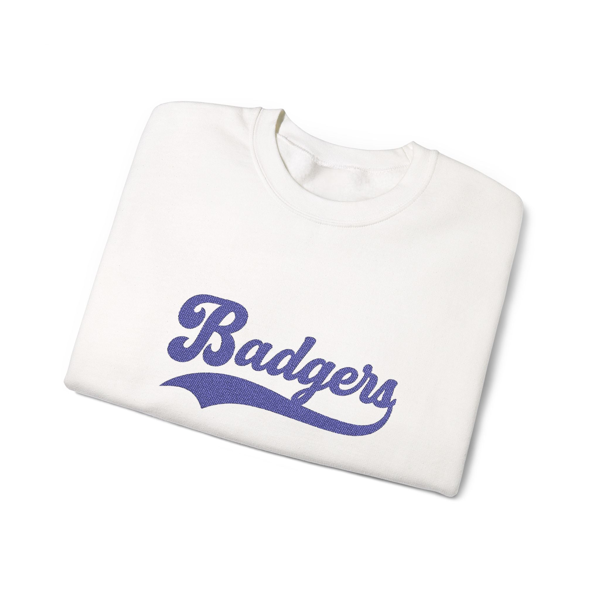 Embroidered badgers Unisex Crewneck Sweatshirt, Stylish Casual Wear, College Apparel, Gift for Sports Fans, Great for Fall Events