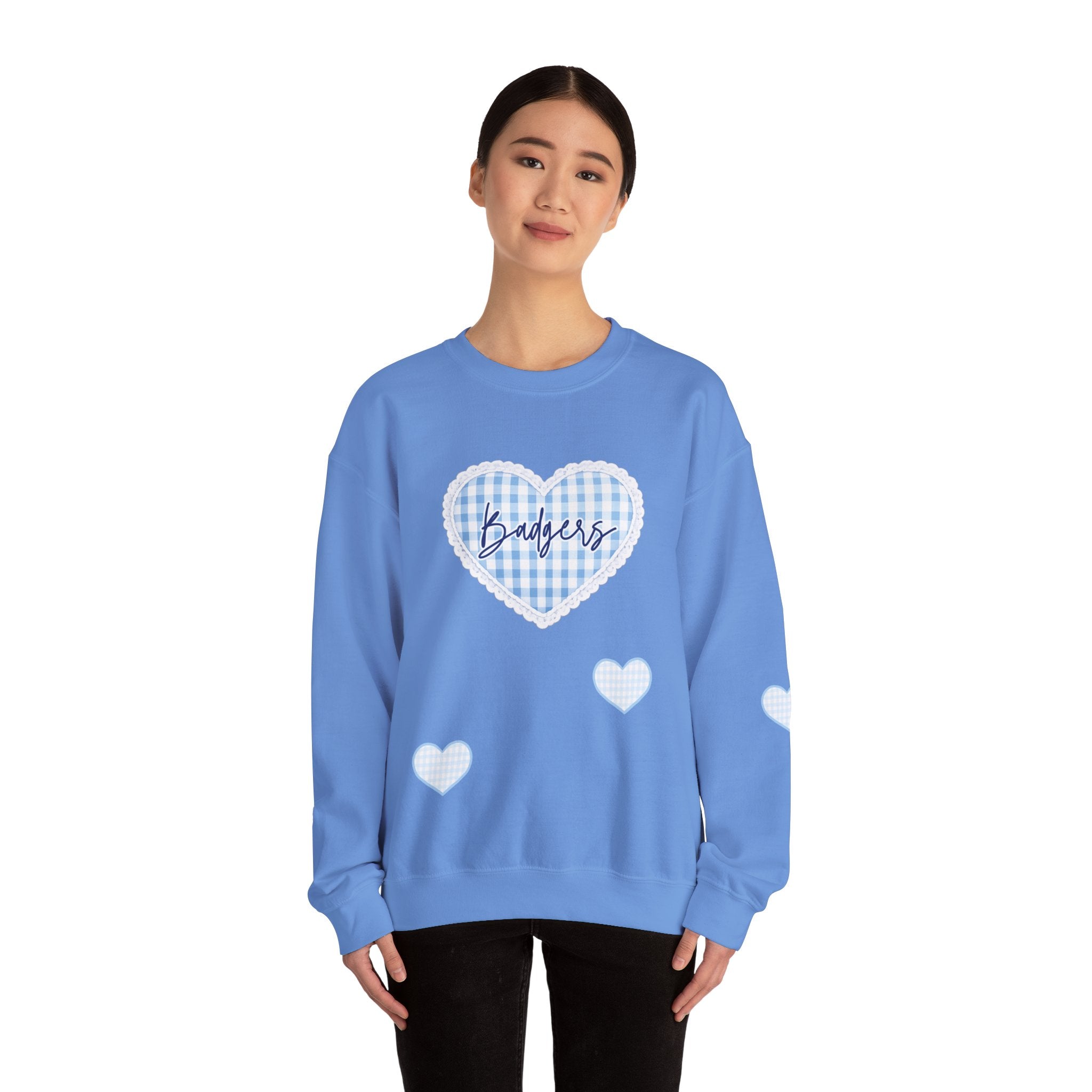 Gingham heart badgers Unisex Heavy Blend™ Crewneck Sweatshirt