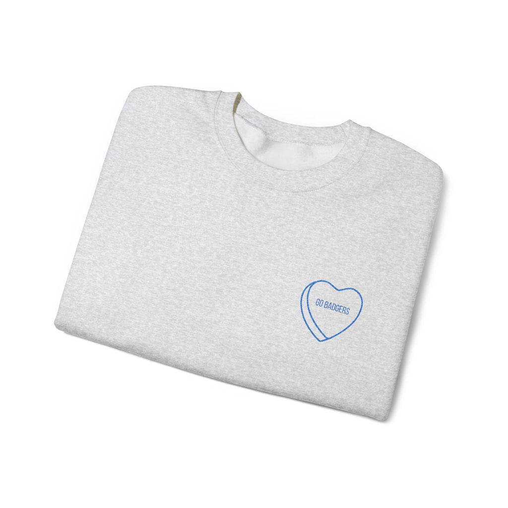 Embroidered Conversation heart go badgers Unisex Heavy Blend™ Crewneck Sweatshirt